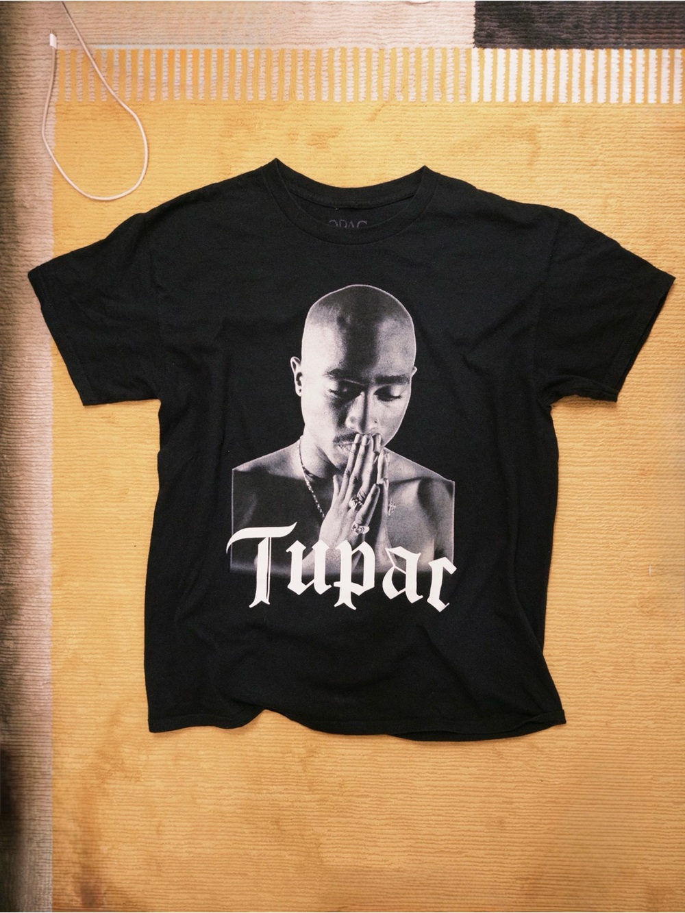 Black Graphic Men's T-Shirt with Portrait Print